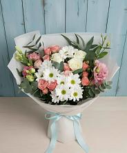 Букет цветов из:  Розы, Лизиантусы и Хризантемы в Бире