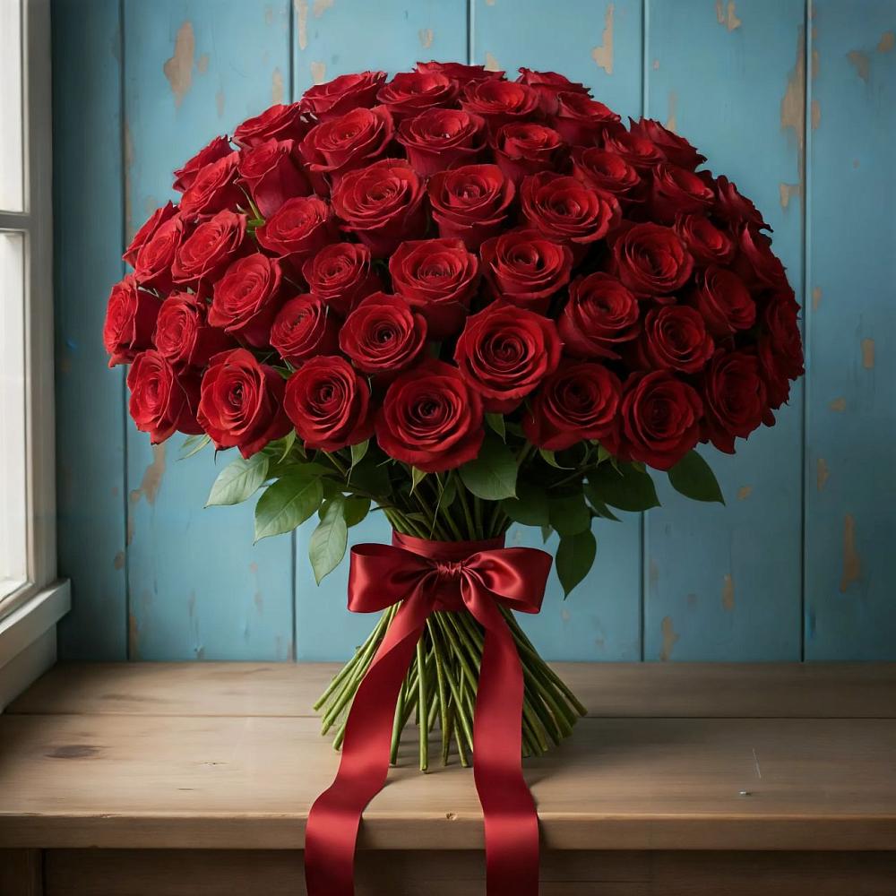 Букет Красные розы Блэк Меджик в Бире