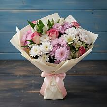 Букет цветов из:  Хризантемы, Альстромерии и Розы в Бире