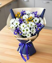 Букет цветов из:  Розы, Ирисы и Хризантемы в Бире