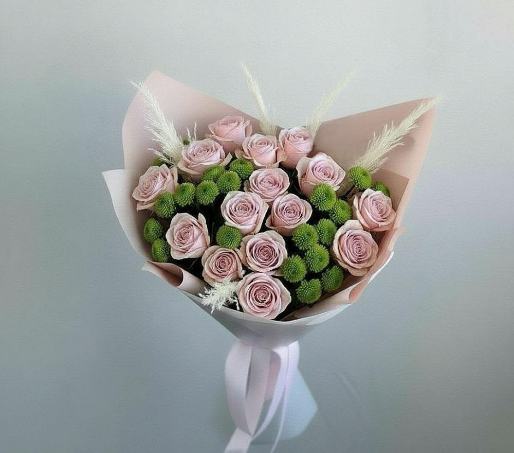 Букет цветов из: Розы и Хризантемы в Бире