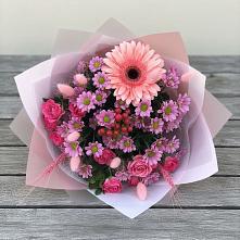Букет цветов из:  Розы, Герберы и Хризантемы #REPLACE_PRED# Бире