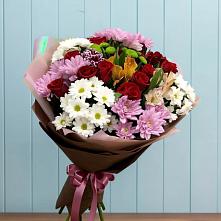 Букет цветов из:  Розы, Хризантемы и Альстромерии в Бире