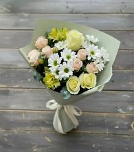 Букет цветов из:  Альстромерии, Розы и Хризантемы в Бире
