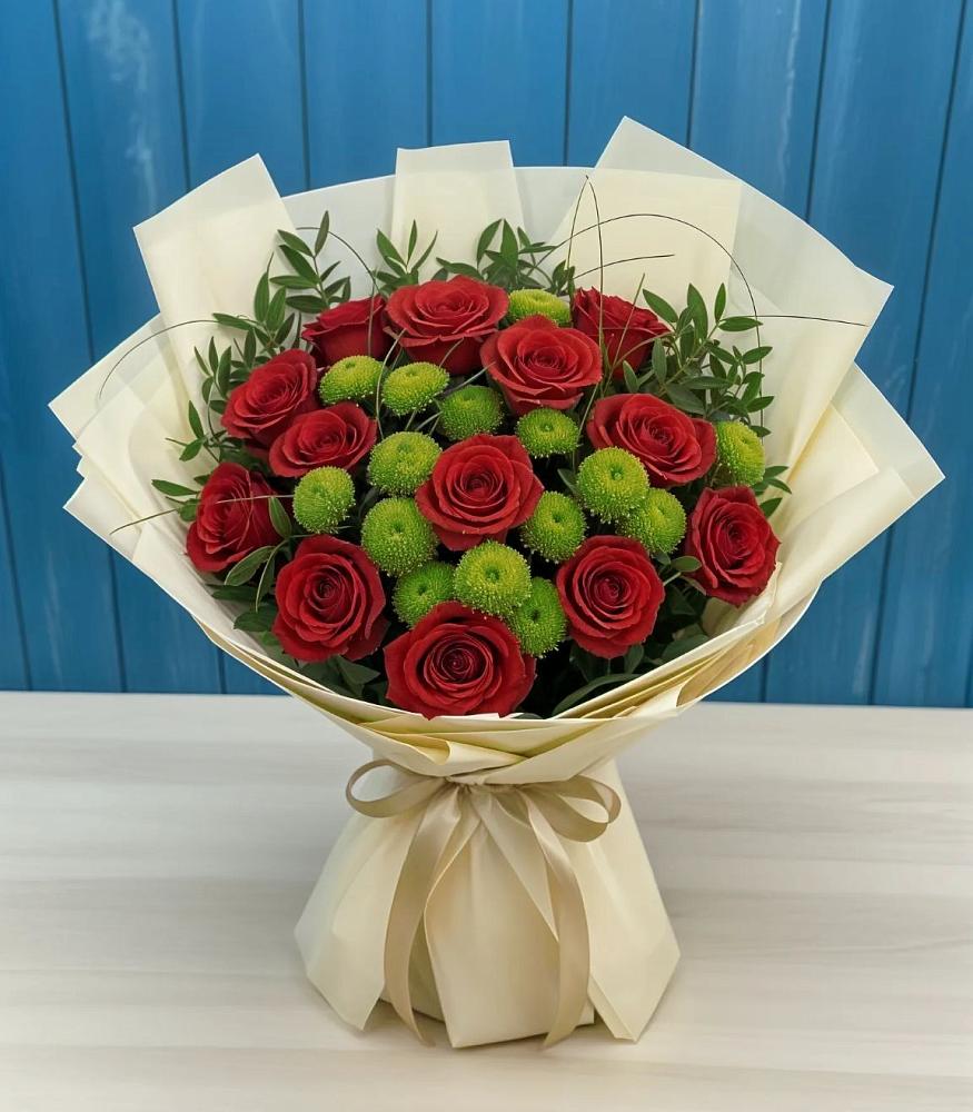 Букет цветов из: Розы и Хризантемы в Бире