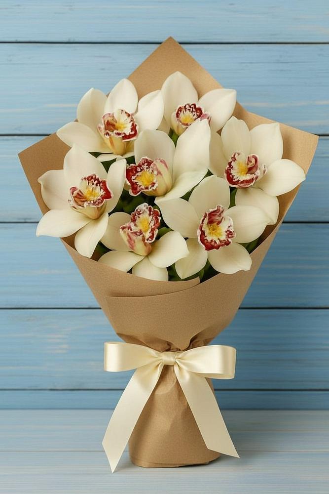 Букет цветов из: Орхидеи и Розы в Бире